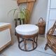 Rattan and terry fabric pouf