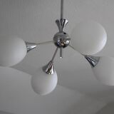 Sputnik metal & opaline chandelier