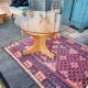 Vintage round wooden table and glass top, Czech, 1960, central leg