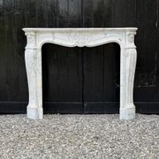 Louis XV style fireplace in Arabescato Carrara marble, circa 1880.