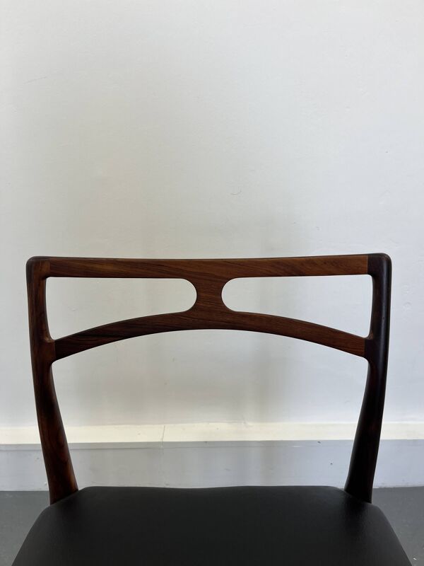 Chaises d'appoint danoises modèle 94 en palissandre et cuir par J.Andersen pour Christian Linneberg, années 1960,
