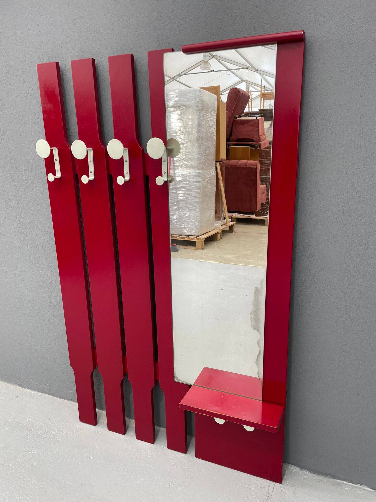 Vintage Wall-Mounted Coat Rack with Mirror and Drawer, 1960s, Czechoslovaki