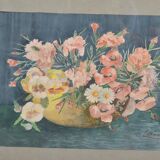 Aquarelle ancienne bouquet de fleurs