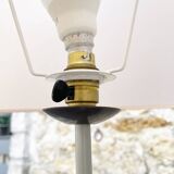 Tubular floor lamp in blue-grey metal and brass, 1930