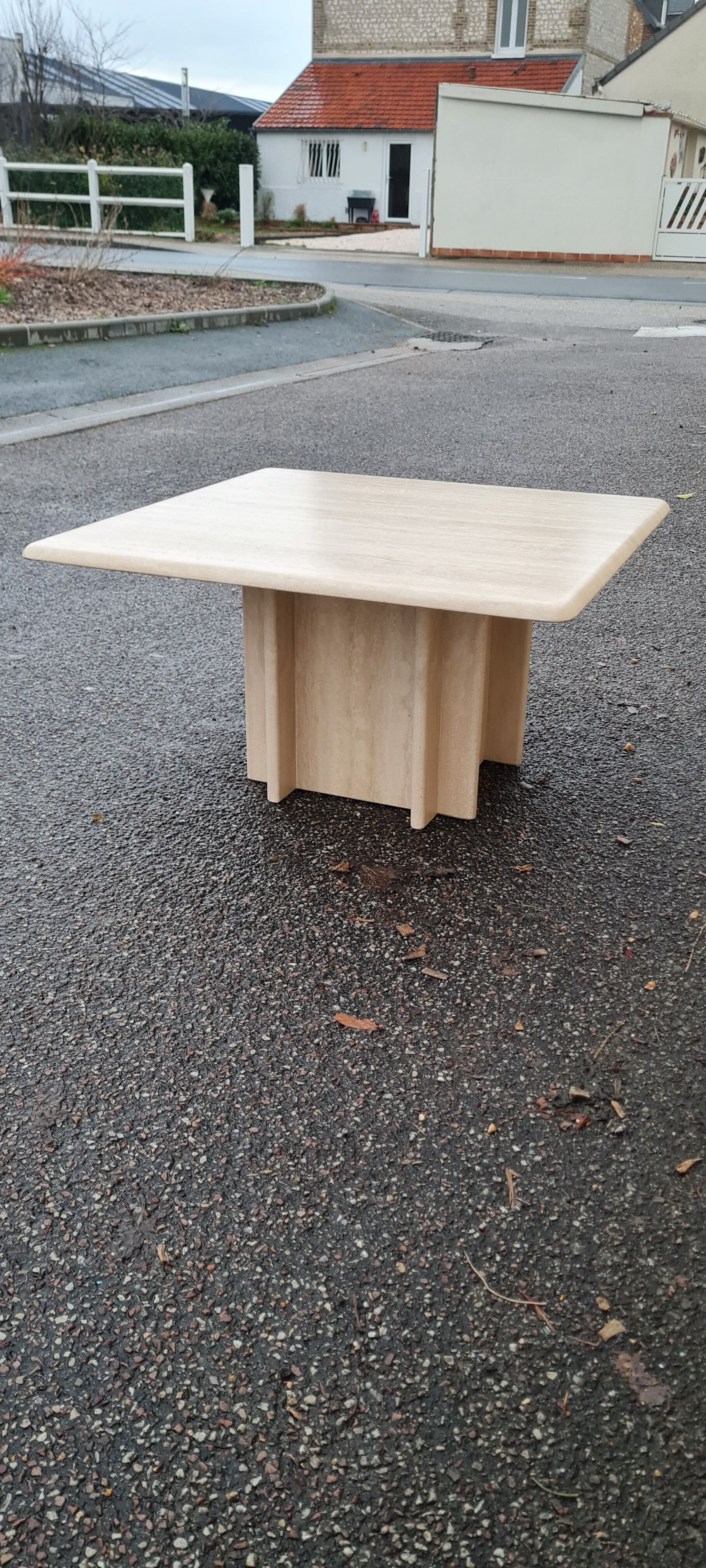 Square travertine coffee table