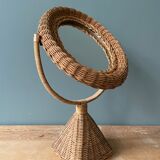 Vintage rattan table psyche mirror