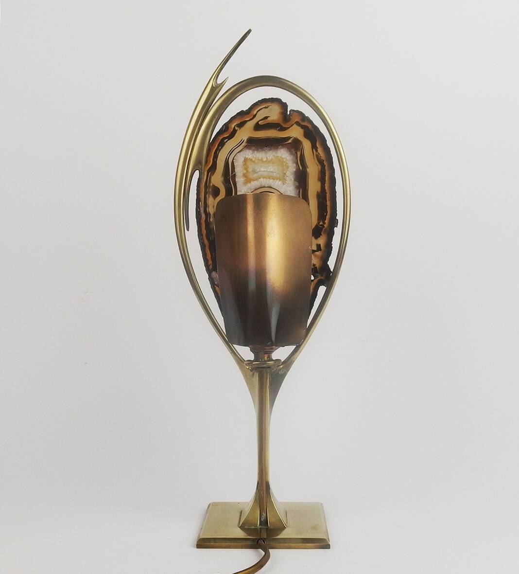 1970 lamp in brass and agate attributed to Willy Daro