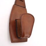 Brown stitched leather coat rack, 1960s