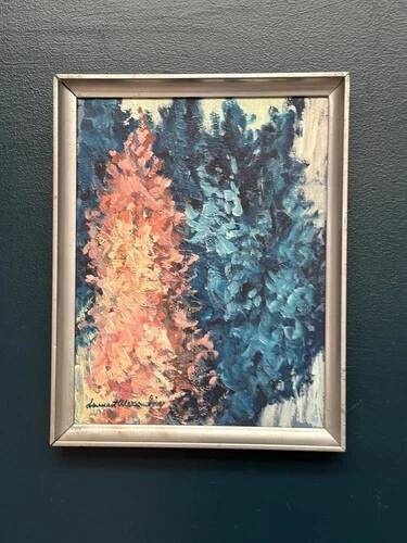 Swedish Oil on Canvas “Abstract” by Lennart Alexandria Vintage & Framed 39x31cm