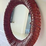 Round rattan wall mirror 1970s/80s