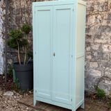 Vintage Parisian wardrobe, blue-green and gray