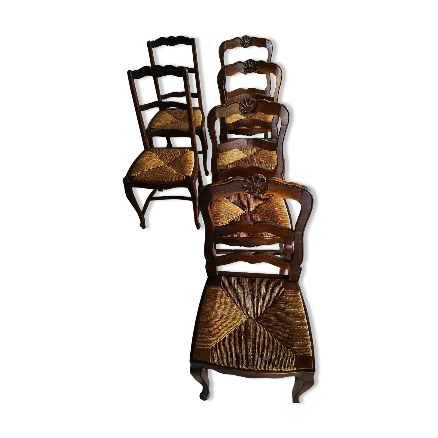 Set of 6 straw chairs