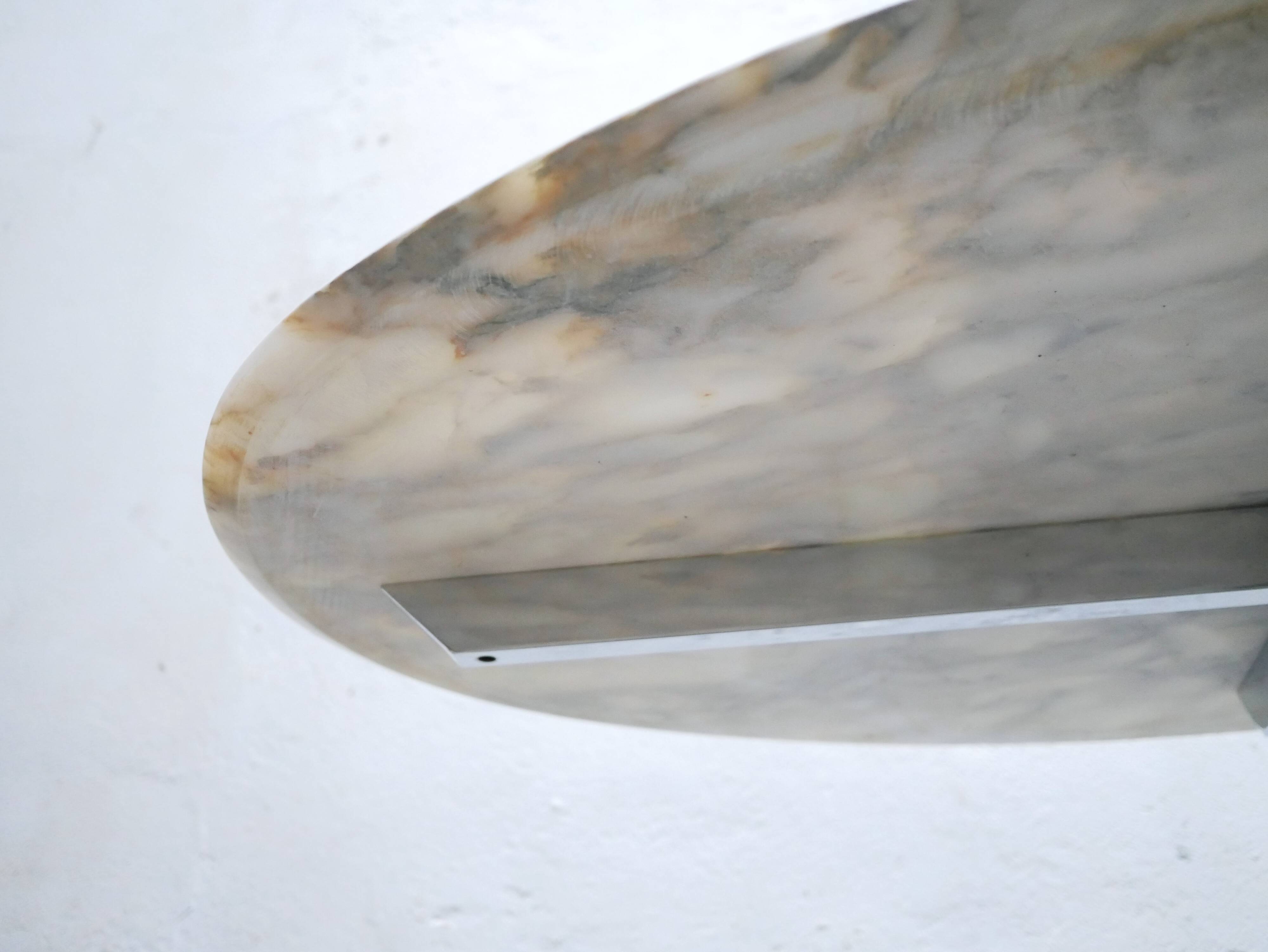 Vintage oval marble table produced by Roche Bobois