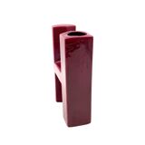 Space age red H letter shaped ceramic solifleur vase, Marcel Radureau 1970