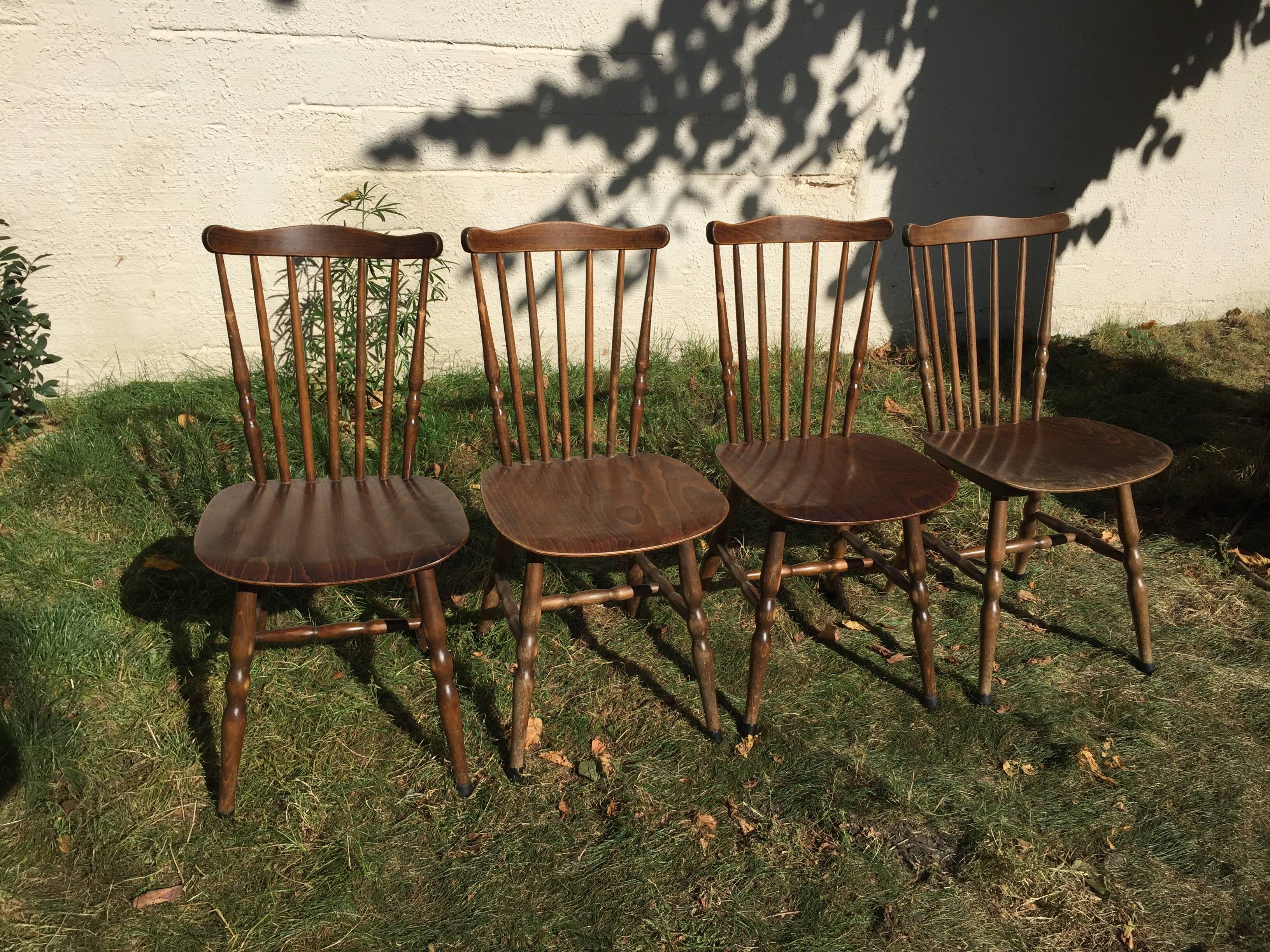 4 vintage wooden western chairs