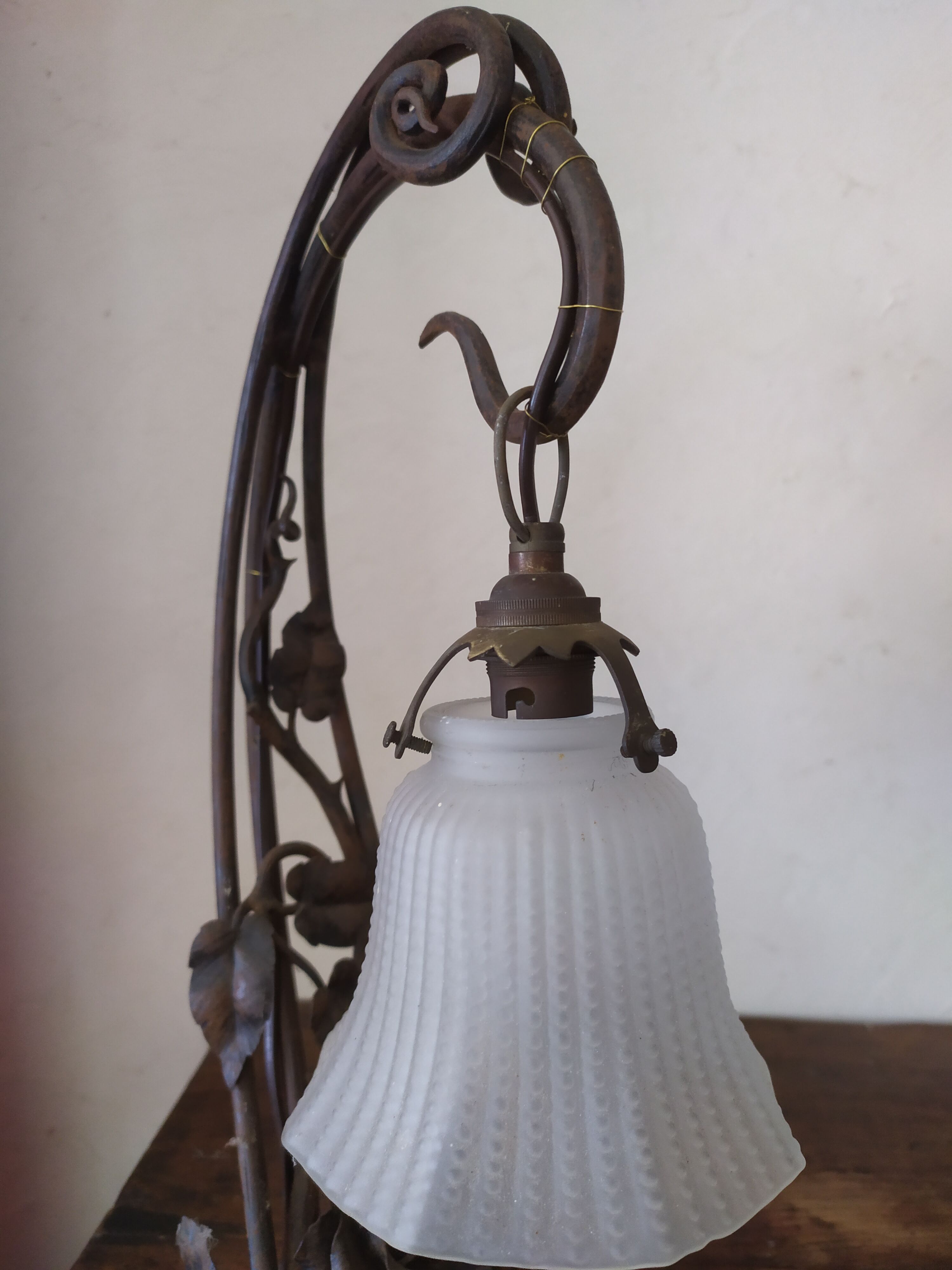 Art Nouveau wrought iron lamp
