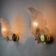 Pair of frosted leaf sconces, Murano glass, Italy, 1970