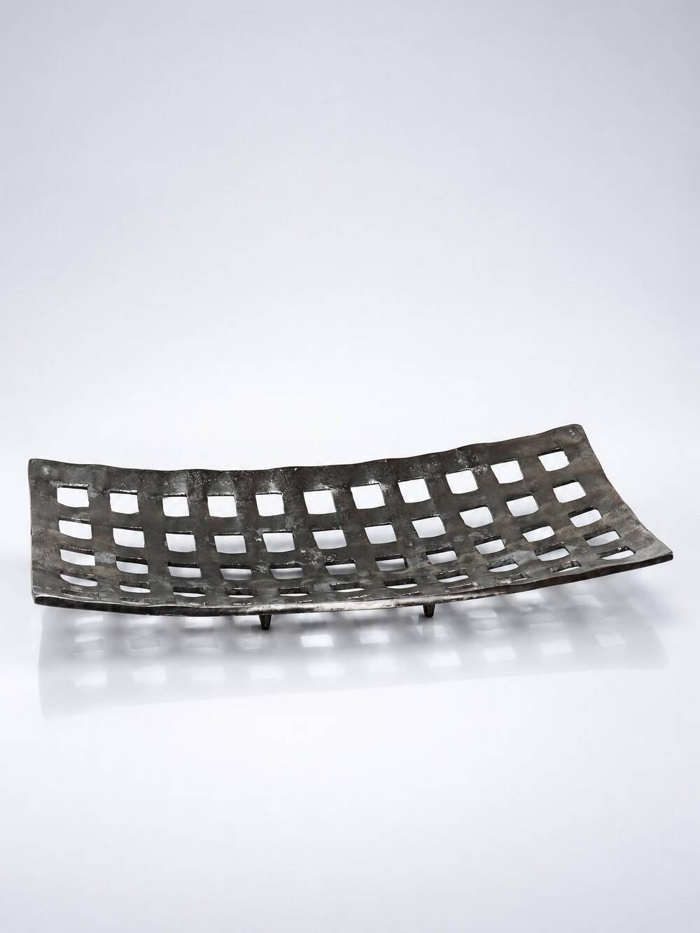 Vintage PTMD Home Collection perforated metal basket, brutalist style.