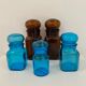 Trio de pots vintage en verre bleu turquoise