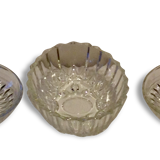 Old cups glass faceted, vintage chiseled glass ramekins