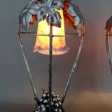 Pair of Wrought Iron Lamps, Vine Theme, Müller Frères, Art Deco, 1925