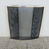 Brass fireplace screen, minimalist, curved, French work, 1970