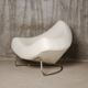 Fauteuil en cuir blanc et acier chromé Falkenberg x Rom AG, Belgique c. 1990