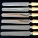 6 old silver blade knives, Hénin Cie hallmark + Minerva + case C651