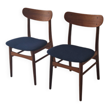 Paire de chaises de salle à manger en teck massif, Danemark années 1960