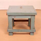 Old workshop bedside table in original blue patina burmese teak