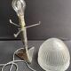 Art Deco table lamp – Chromed metal and molded pressed glass – Attributed to Création Tief