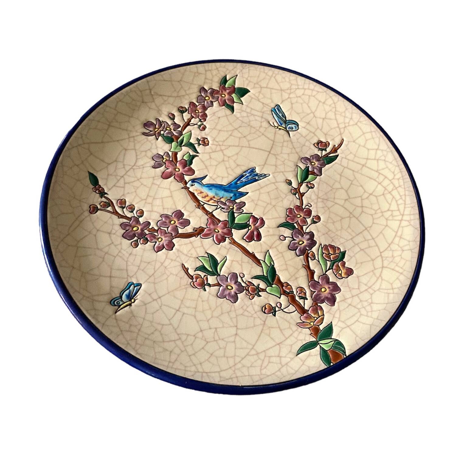 Ceramic plate with Longwy enamels