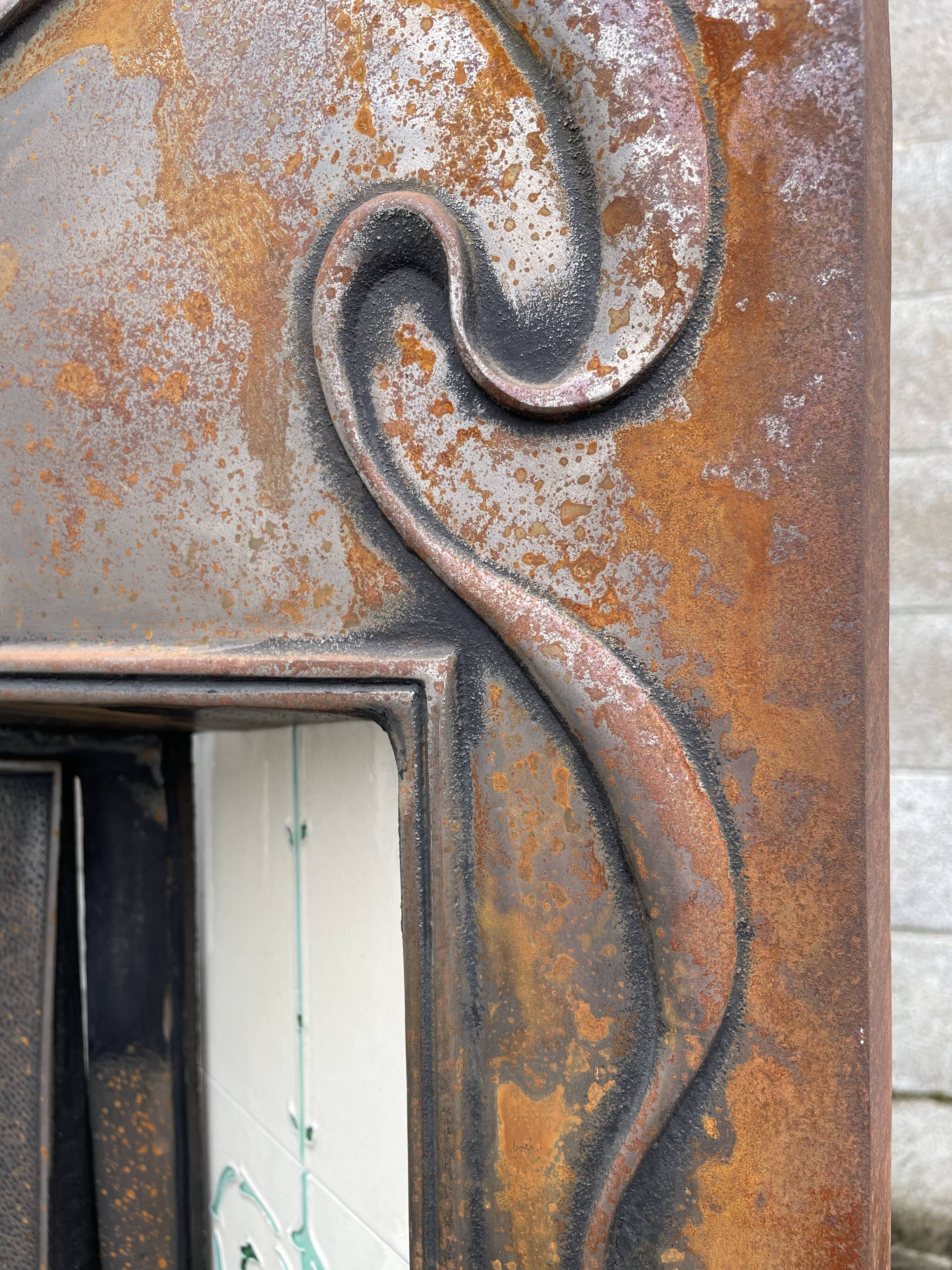Open cast iron fireplace, Art Nouveau style