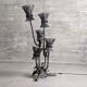 Brutalist floor lamp with five thistle-shaped lights in black wrought iron, 1970s
