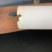 Suspension lamp ceiling light Scandinavian surf teak frosted glass vintage 70s