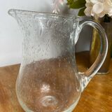 Biot bubbled and blown glass carafe