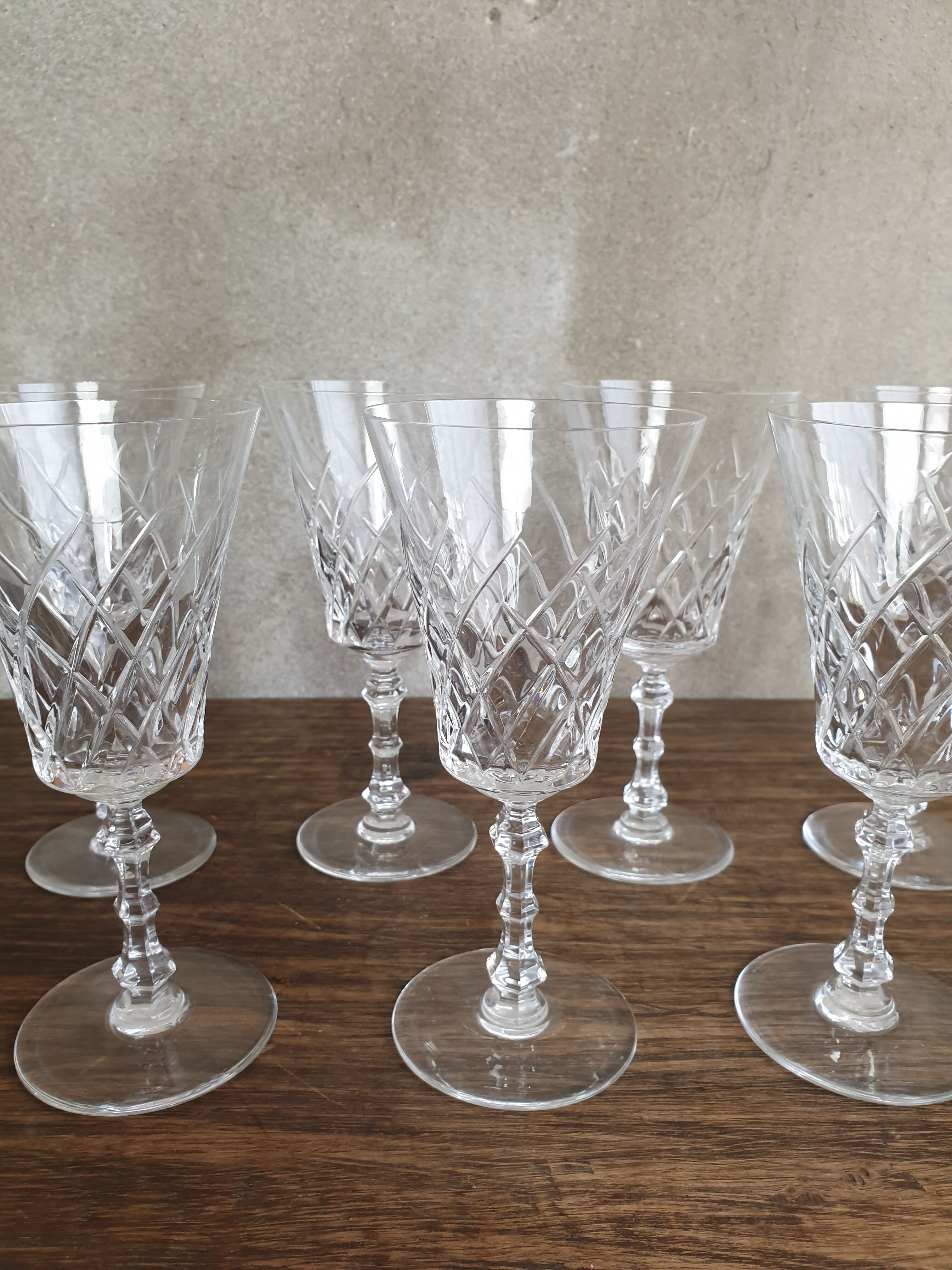set of 7 crystal glasses