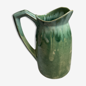 Turquoise green enamelled ceramic pitcher