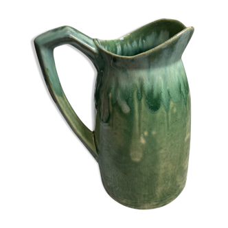 Turquoise green enamelled ceramic pitcher