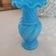 Lace-edged blue opaline vase