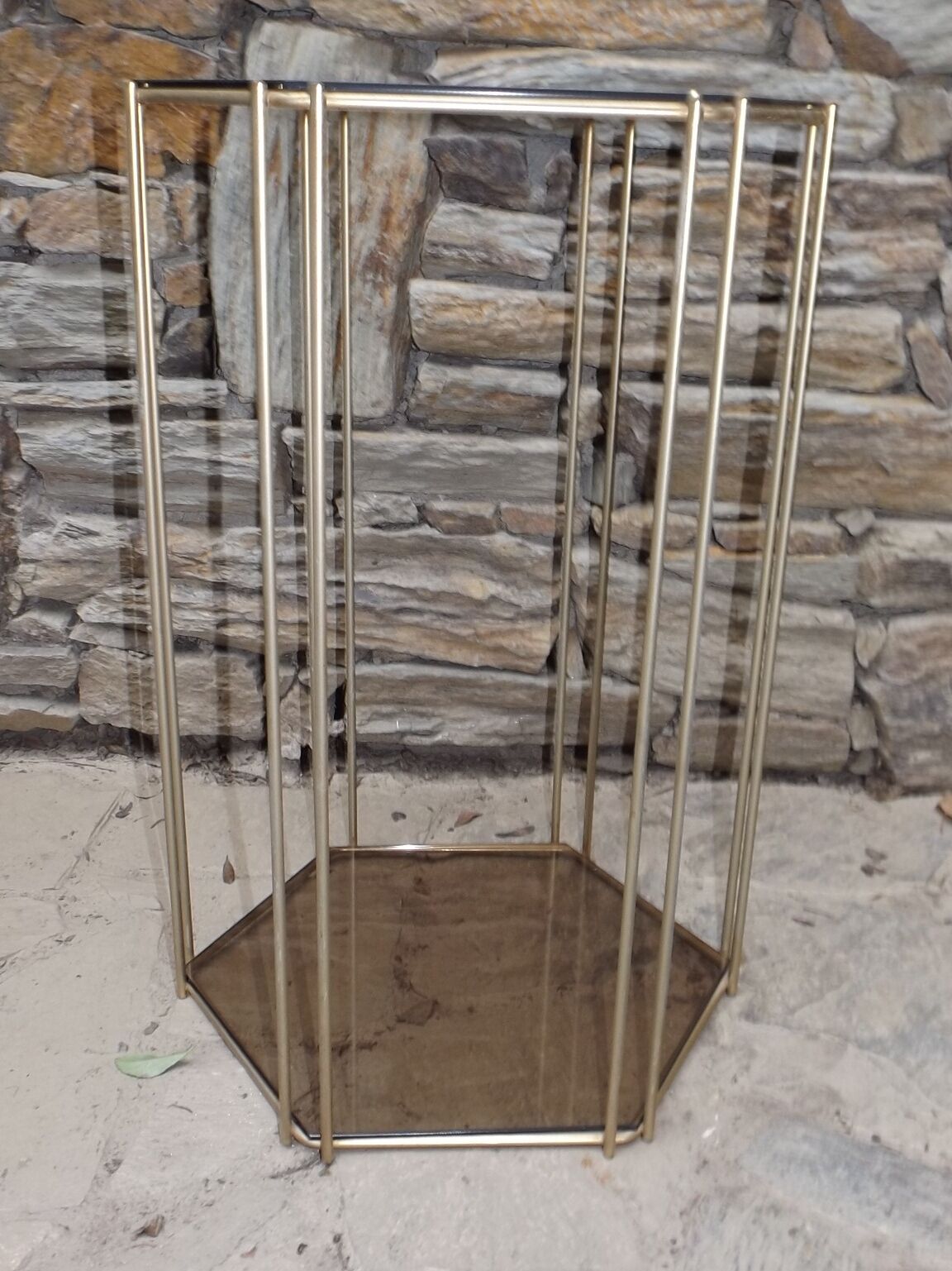 Harness octagonal brass rods and smoked glass circa 1960/1970
