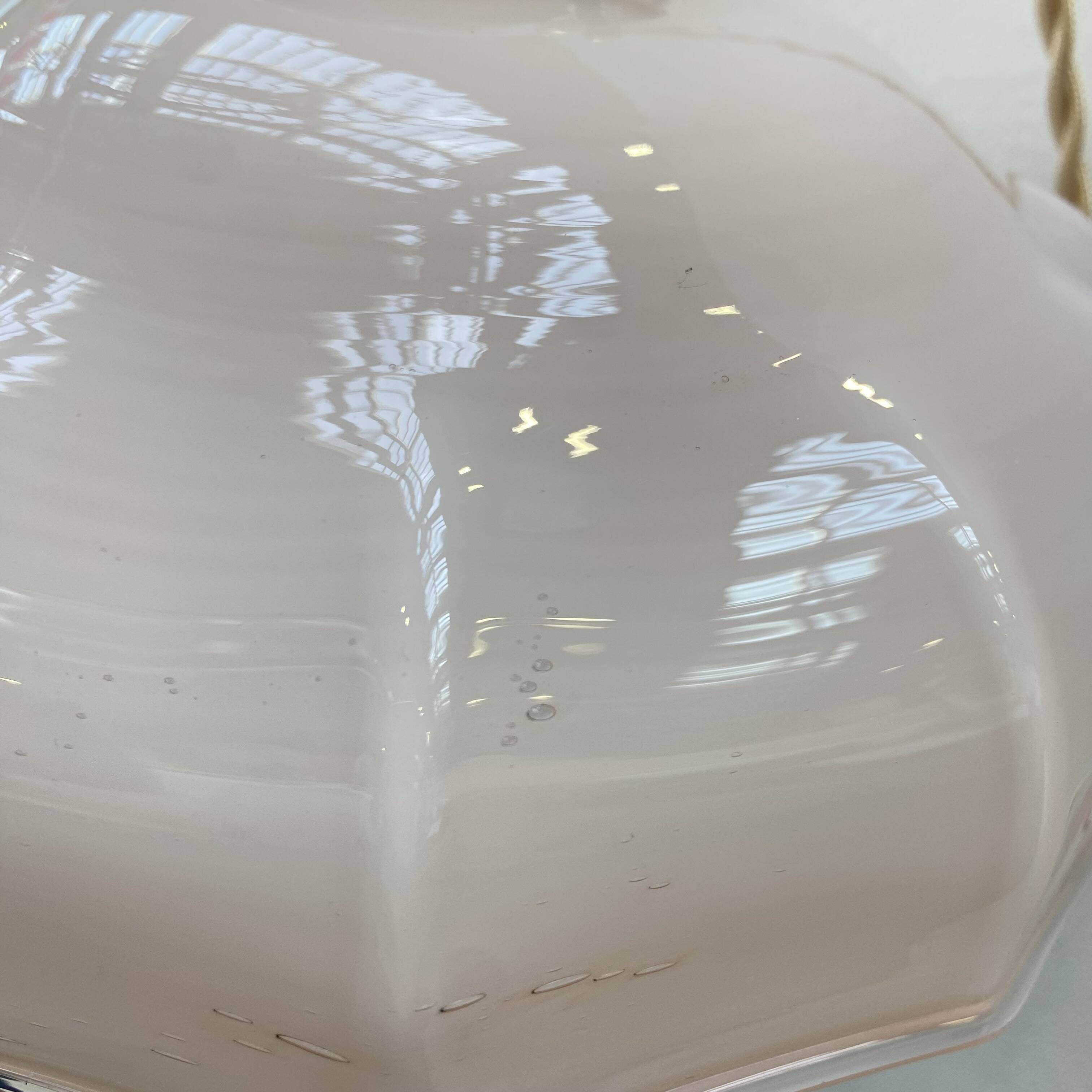 Pair of pale pink opaline pendant lights