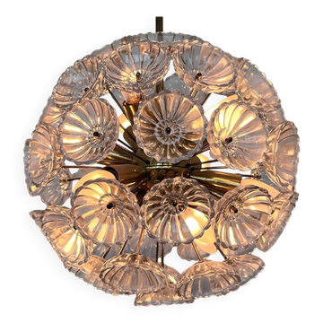 Magnifique réplique de Spoutnik en laiton et verre, inspirée de l'ère spatiale, signée Dandelion, années 1960 / Allemagne