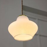 Small Mid-Century Italian Brass and Opaline Pendant Lamp
