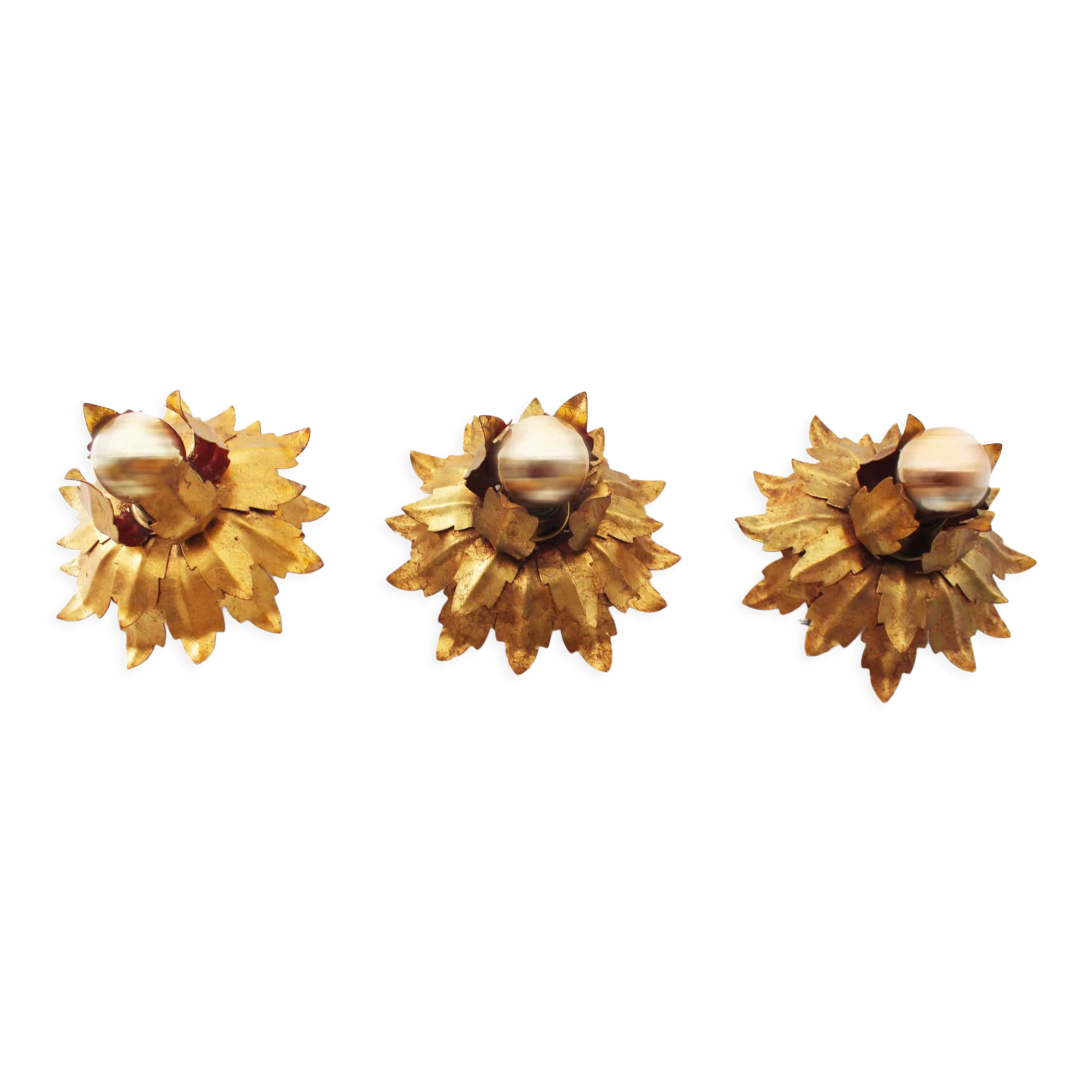 Set of three gilt Italian Florentine wall lights by Banci Firenze