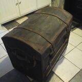 Leather travel trunk
