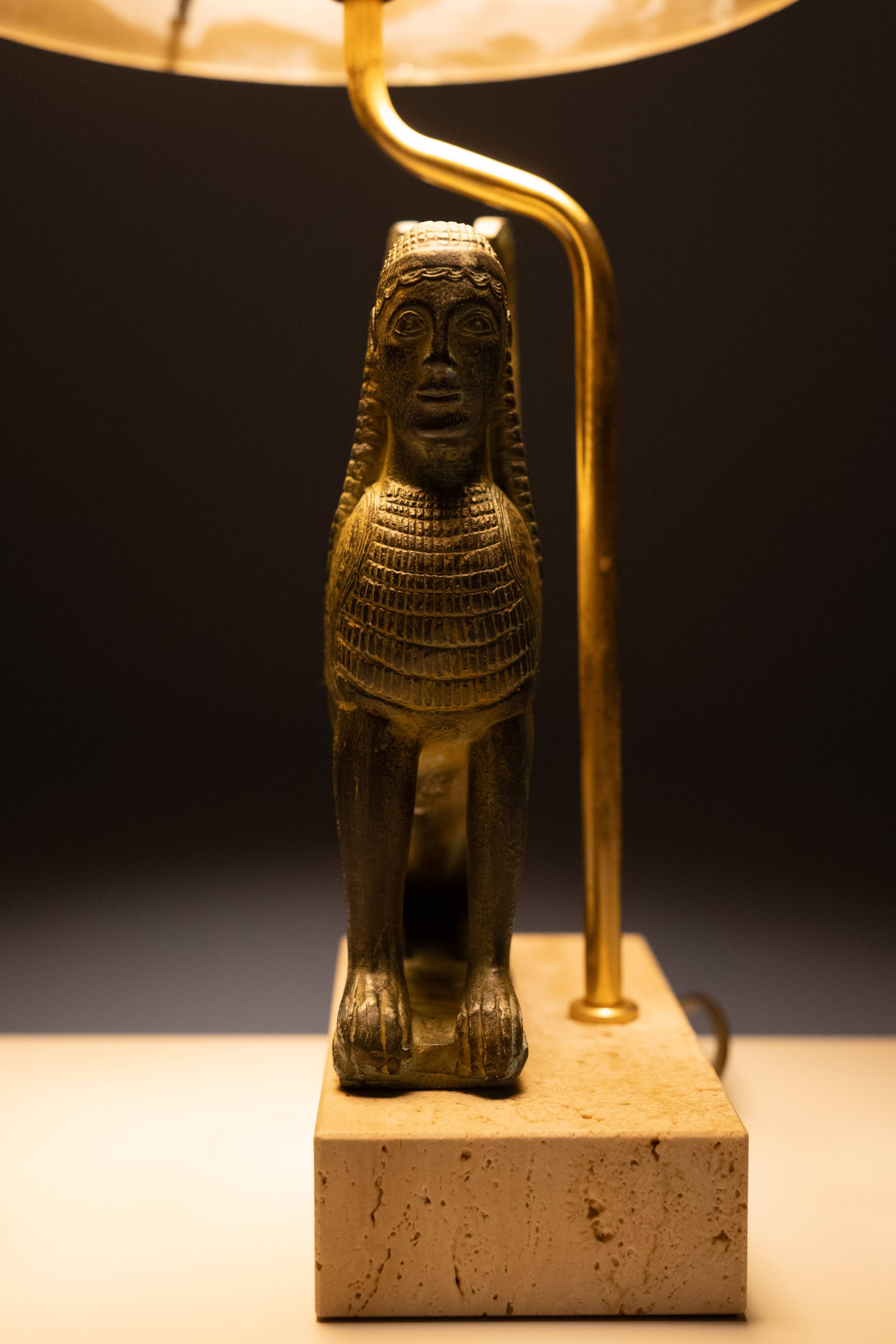 Maison Le Dauphin France, Exceptional Sphinx Table Lamp 1970s
