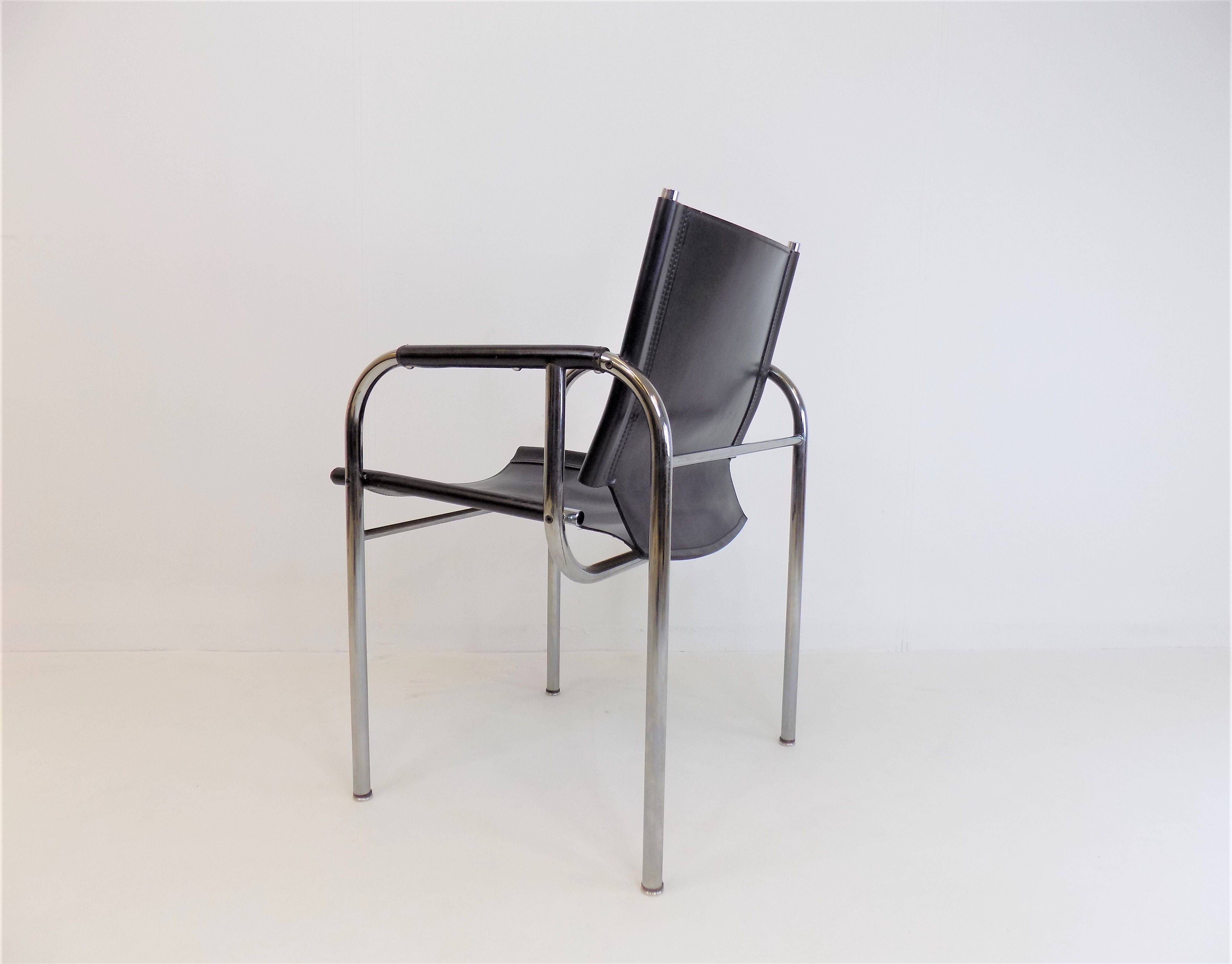 Strässle HE leather lounge chair by Hans Eichenberger
