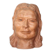 Sculpture signed Doloire, terracotta sculpture, woman's head sculpture, collection, interior decoration.