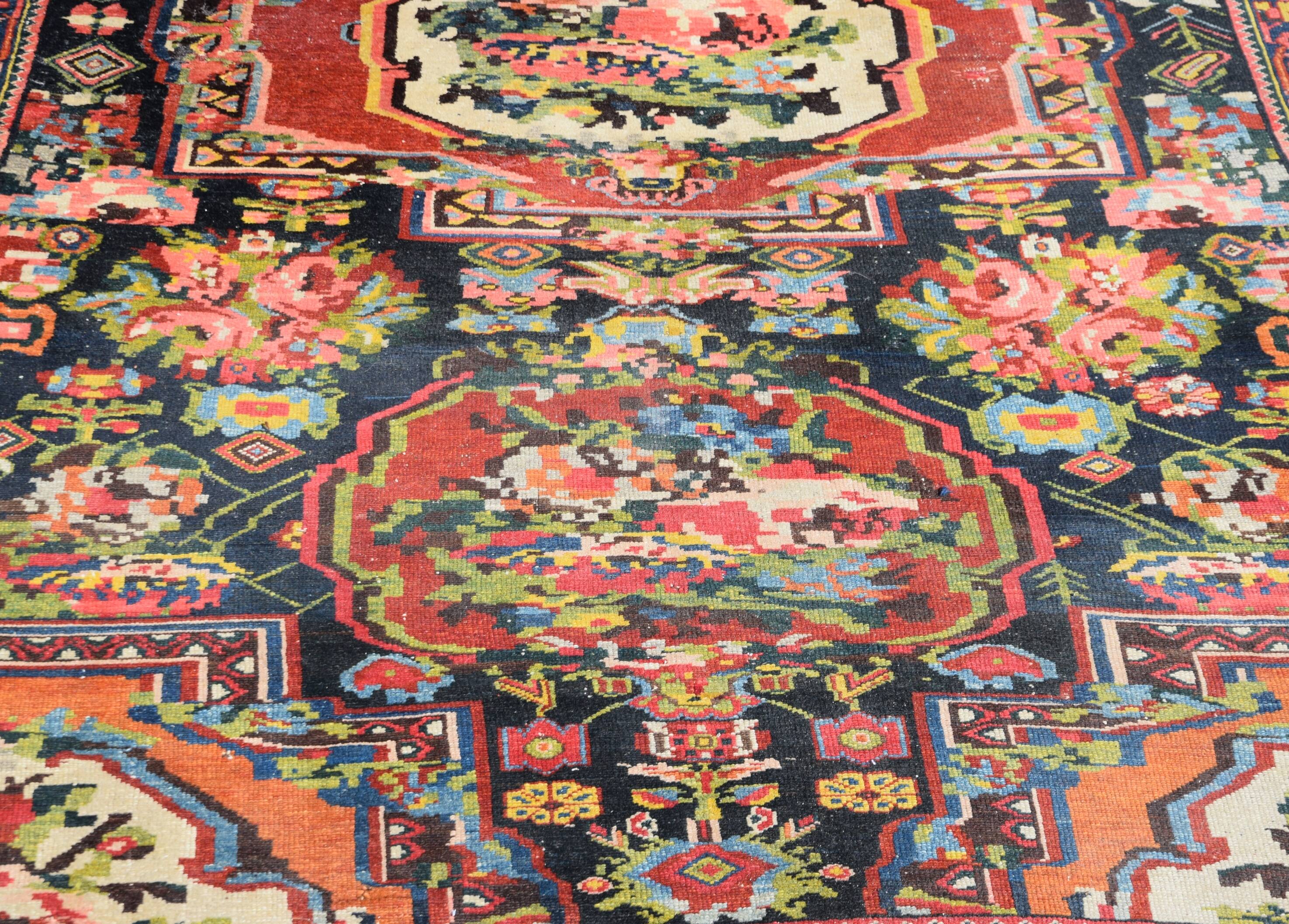 Antique Iranian Bakhtiar Faradombeh Oriental Rug: 3.37 x 2.13 Meters